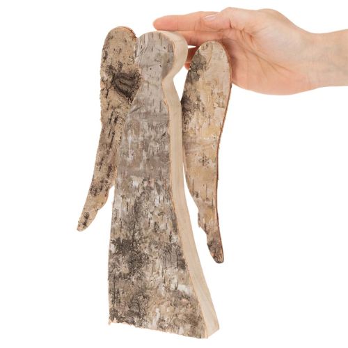 Figúrka anjela z dreva s brezovou kôrou, 30 cm | Floristik24.sk