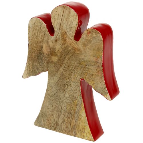 Floristik24 Anjel deko figúrka drevo červená, príroda 15cm