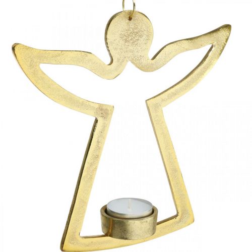 položky Deco anjel, svietnik na čajovú sviečku na zavesenie, kovová dekorácia Zlatá V20cm