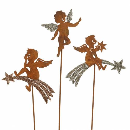 Floristik24 Deko špunt anjel patina trblietavý kovový V24-25cm 12ks