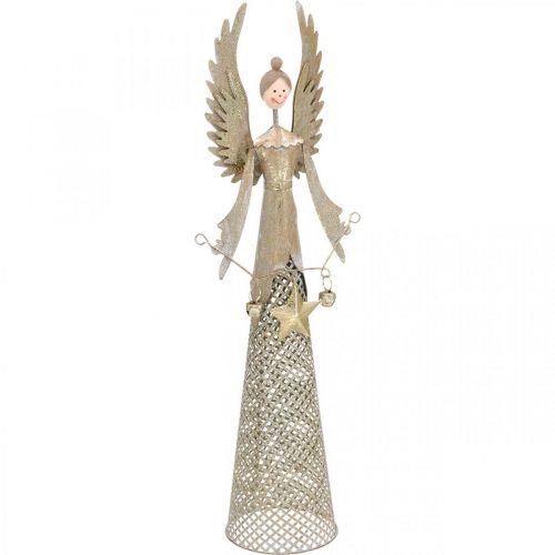 Floristik24 Deko postavička anjelika s girlandou Vianočný kov 13×8,5cm V40cm