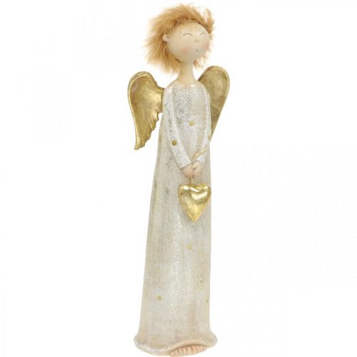 Floristik24 Deko figúrka anjelika so srdiečkom zlatý vianočný anjel 11,5×7,5×37cm