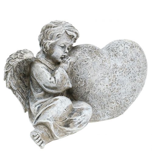Floristik24 Anjel so srdcom sivý 11,5cm × 9cm × 6,5cm 2ks