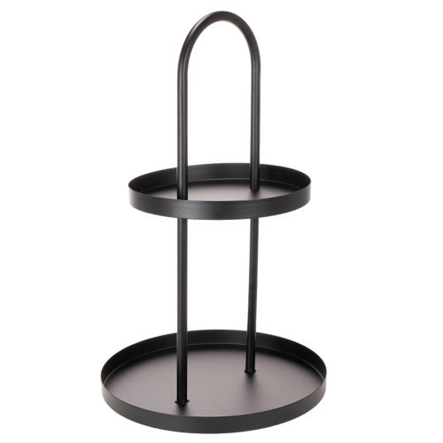 Kovový dvojposchodový okrúhly dekoratívny podnos 58 cm