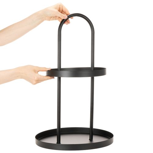 Kovový dvojposchodový okrúhly dekoratívny podnos 58 cm | Floristik24.sk