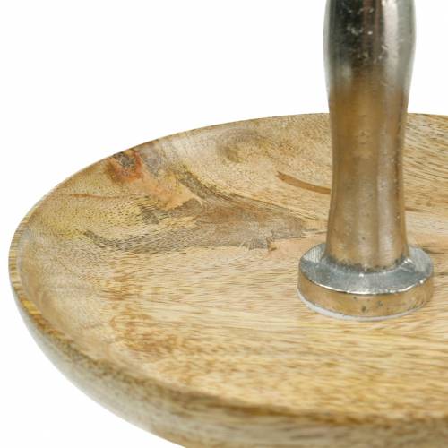 položky Stojan na tortu mangové drevo/niklovo strieborná dekorácia pravé drevo 2 úrovne
