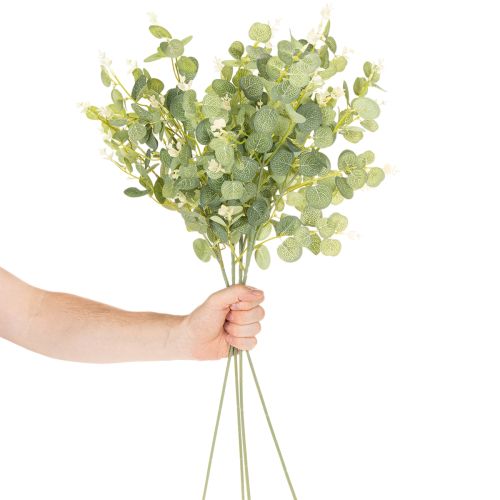 Umelá vetvička eukalyptu s okrúhlymi listami, 75 cm, 4 kusy | Floristik24.sk