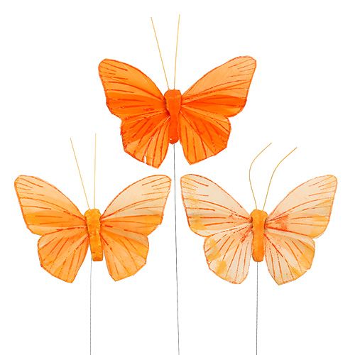 Floristik24 Motýľ z peria 8cm oranžový 24ks