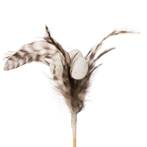 Floristik24 Dekoratívne kolíky z pierok s prírodným perím, veľkonočná dekorácia pre elegantné aranžmány, 37 cm, 12 kusov