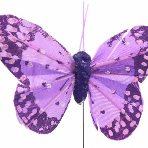 položky Motýľ pierko na drôte ružová, fialová 7cm 24ks