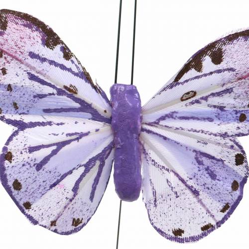 položky Motýľ z peria kovový drôt ružový, fialový 7cm 12 str