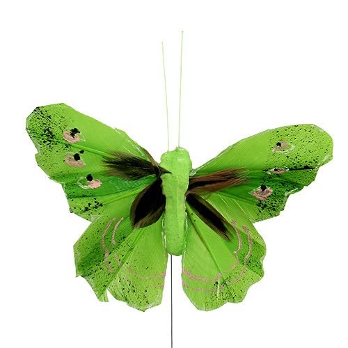 položky Motýľ z peria 8,5cm zelený 12ks
