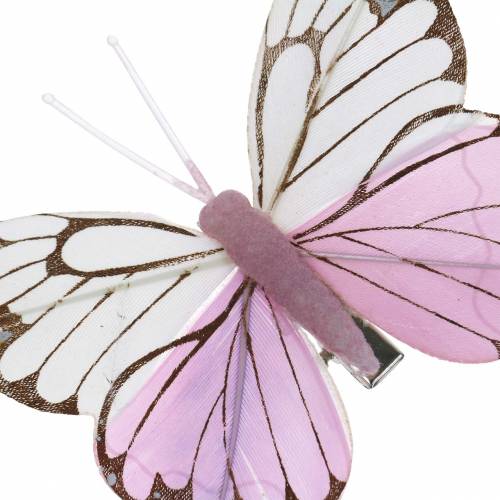 položky Perie motýľ ružové na klipe 6cm 10 kusov