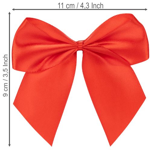Dekoratívna červená mašľa, vopred uviazaná na výrobu a balenie, 11 cm, 25 kusov | Floristik24.sk