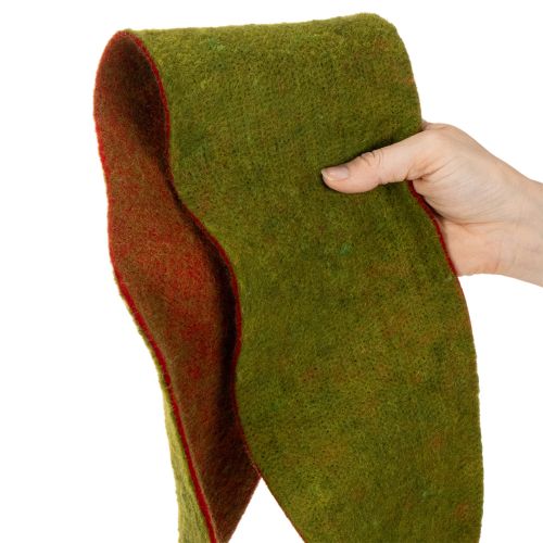 Vlnená plstená páska ako dvojfarebný kruh na kvetináč pre kvetináče, zelená/červená, 15 cm x 5 m | Floristik24.sk