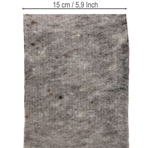Dvojfarebný pánt na kvetináč z vlnenej plsti, sivo-čierny, 15 cm x 5 m | Floristik24.sk
