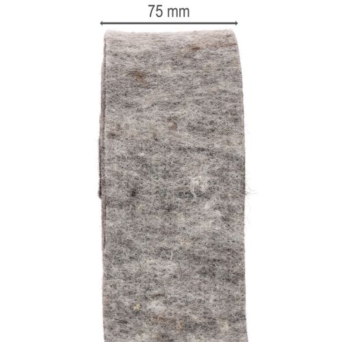 Plstená páska, popruh na hrniec, 100 % vlna, sivo-čierna, šírka 7,5 cm, dĺžka 5 m | Floristik24.sk