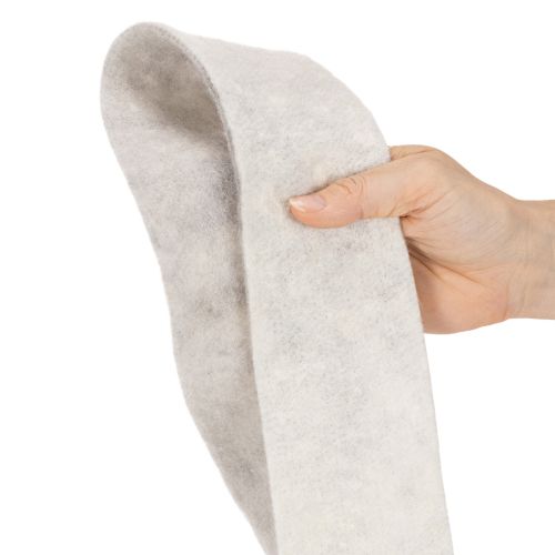 Dvojfarebná plstená stuha, biela/sivá, vyrobená zo 100 % vlny, šírka 7,5 cm, dĺžka 5 m | Floristik24.sk