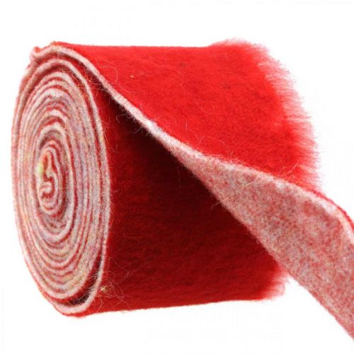 Plsťová stuha deko dvojfarebná červená, biela čapicová stuha Vianočná 15cm×4m