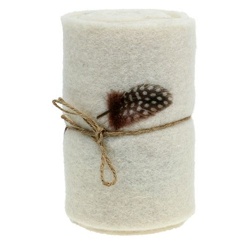 Floristik24 Plstená stuha krémová so vzorom peria 15cm 2m