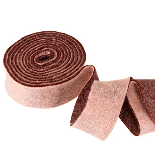 položky Plstená stuha dvojfarebná stuha do kvetináča vlnená plstená stuha ružová červená 7,5 cm 5 m