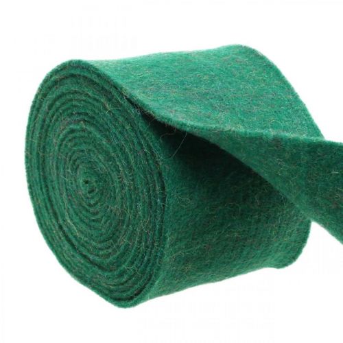 Plsťová páska, črepníková páska, vlnená plsť zelená, zlatá trblietavá 15cm 5m
