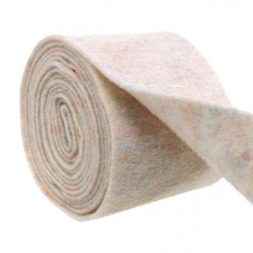 Floristik24 Plsťová páska, črepníková páska, vlnená plsť krémovo biela, farby dúhy 15cm 5m