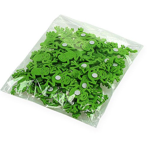 Floristik24 Plstená žabka s lepiacou bodkou zelená 5,5cm 72 ks