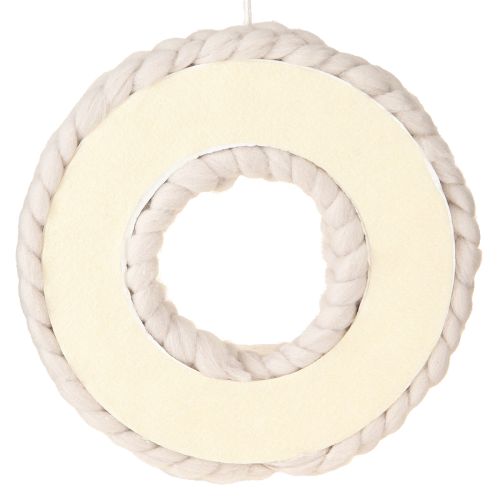 položky Filcový veniec ozdobný veniec na zavesenie pletený béžový Ø25cm