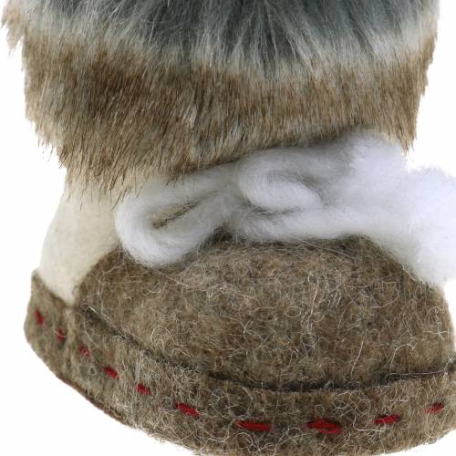 Floristik24 Vianočná ozdoba na stromček filcový pár topánok s kožušinou 10cm x 8cm 2ks