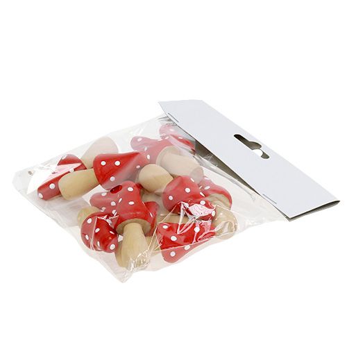 Floristik24 Muchotrávka z dreva 6cm 12ks