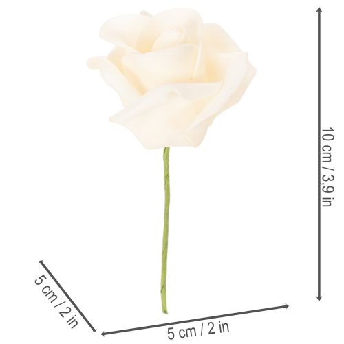 Umelá ruža, krémová, 10 cm kvet na stonke, 100 kusov | Floristik24.sk
