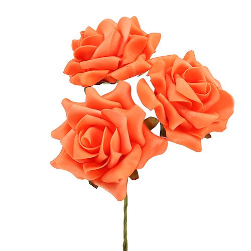 Floristik24 Penová ruža Ø 10cm oranžová 8ks