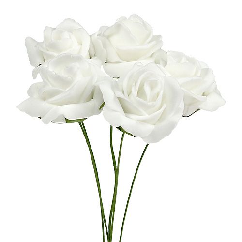 Floristik24 Penová ruža Ø4,5cm biela 36ks
