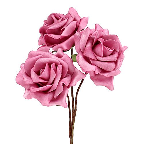 Floristik24 Penová ruža Ø7,5cm ružová 18str