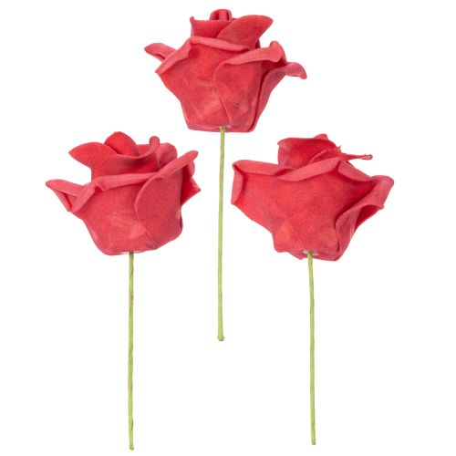 Umelý kvet červenej ruže so stonkou, 5 cm, 100 kusov | Floristik24.sk