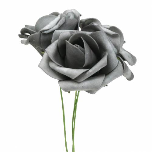 Floristik24 Penová ruža Ø7,5cm šedá 18p