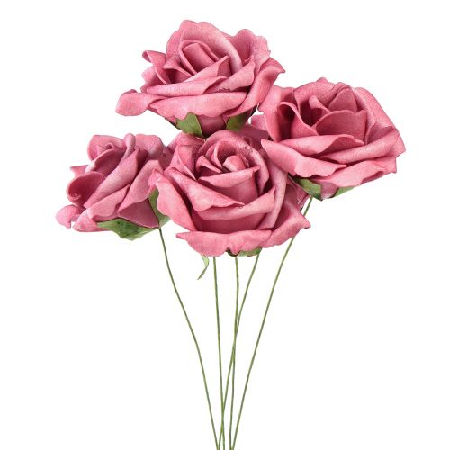 Penová ruža na drôte miniruže staroružová Ø5cm 27ks
