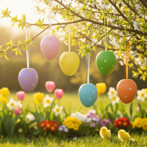 položky Veľké veľkonočné vajíčka na zavesenie plastové vajíčka 11×14,5cm 6 ks