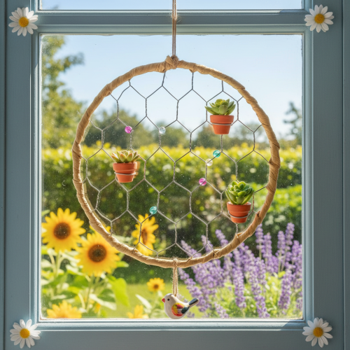 položky Dekoratívne kovové závesné krúžky z rafie, Ø20cm, 4 kusy, boho dekorácia na stenu, dekorácia na okno