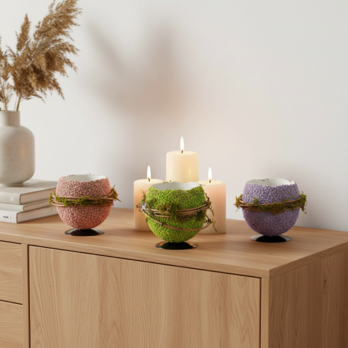 položky Dekoratívna miska na veľkonočné vajíčka na jarnú alebo veľkonočnú výzdobu stola, 9 cm, 4 kusy