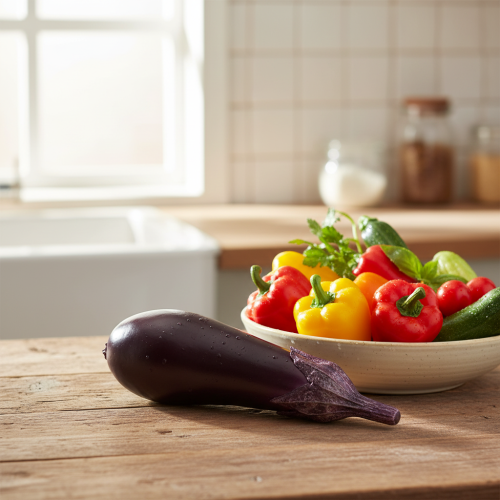 položky Zeleninová dekorácia baklažán food atrapa 15cm