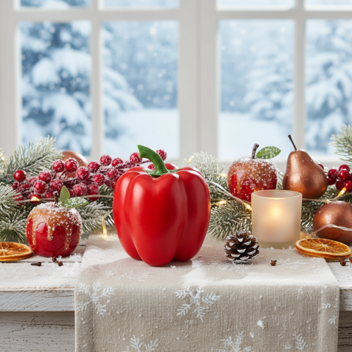 položky Dekoratívna zeleninová paprika červená potravinová atrapa H10cm
