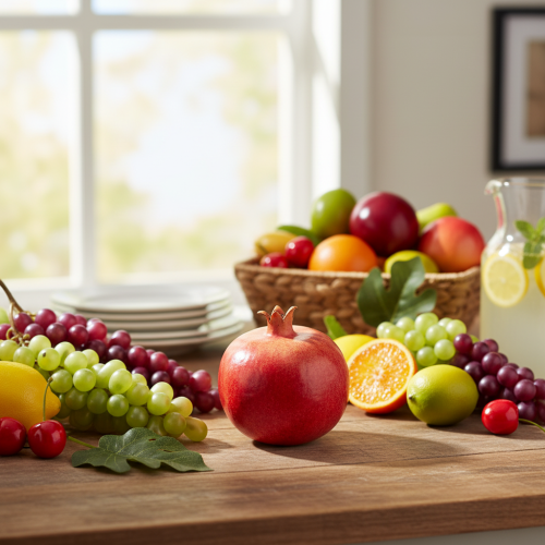 položky Umelé ovocie granátové jablko umelé červené žlté 9×11cm