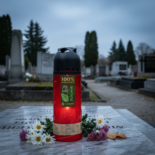 položky Náhrobná sviečka červená rastlinná olejová ICP sviečka na pamiatku V24cm