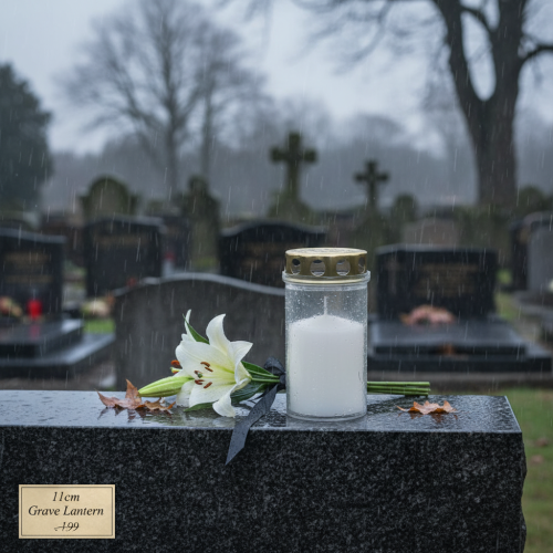 položky Náhrobné sviečky, biele a zlaté, Ø5,5 cm, V11,5 cm, 24 hodín, 12 kusov