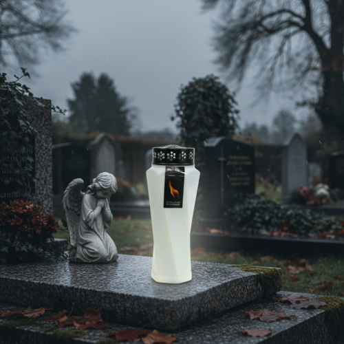 položky Hrob svetlý plast točený biely Ø11cm H25cm