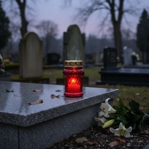 položky Náhrobná sviečka na jesennú výzdobu hrobu na Sviatok všetkých svätých a Nedeľu mŕtvych, 13 cm, 8 kusov