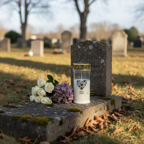 položky Náhrobná sviečka psie srdce z labiek bieleho zlata Ø7cm V16,5cm