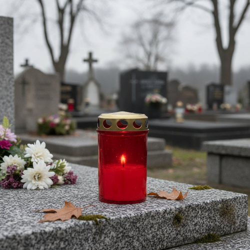 položky Náhrobný svetlý cylindrický červený Ø6cm V10cm 12 ks